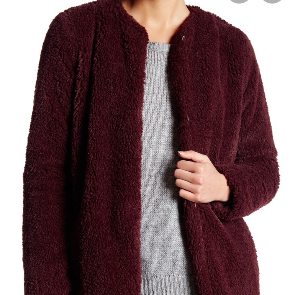 BB Dakota Merrill maroon faux fur jacket size L